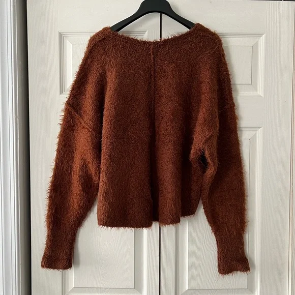 EUC — Free People Plush Knit Sweater, Chocolate Brown - Picture 3 of 9
